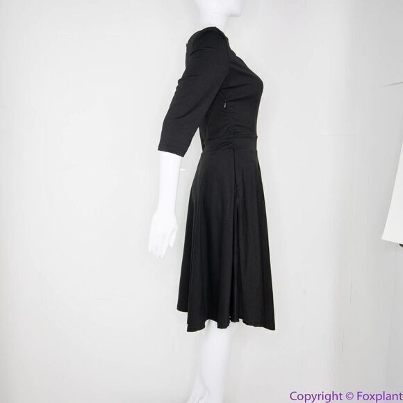 NEW Meaneor black fit and flare midi‎ dress scoop scallop neckline, S - Picture 16 of 16